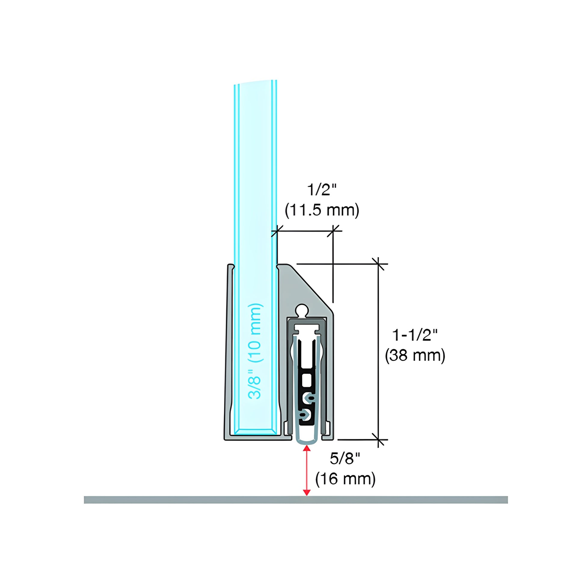 FBC38DSSA Satin-anodized adjustable drop-down door seal for Fallbrook sliding doors, aluminum U-channel