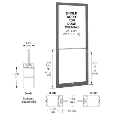 CRL-U.S. Aluminum 250 Narrow Stile Storefront 3'x7' Black Anodized