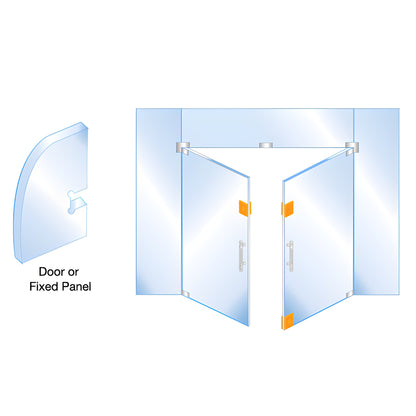 EUR682A satin-anodized European glass patch keeper - compact rectangular keeper for 3/8-1/2" frameless glass doors.