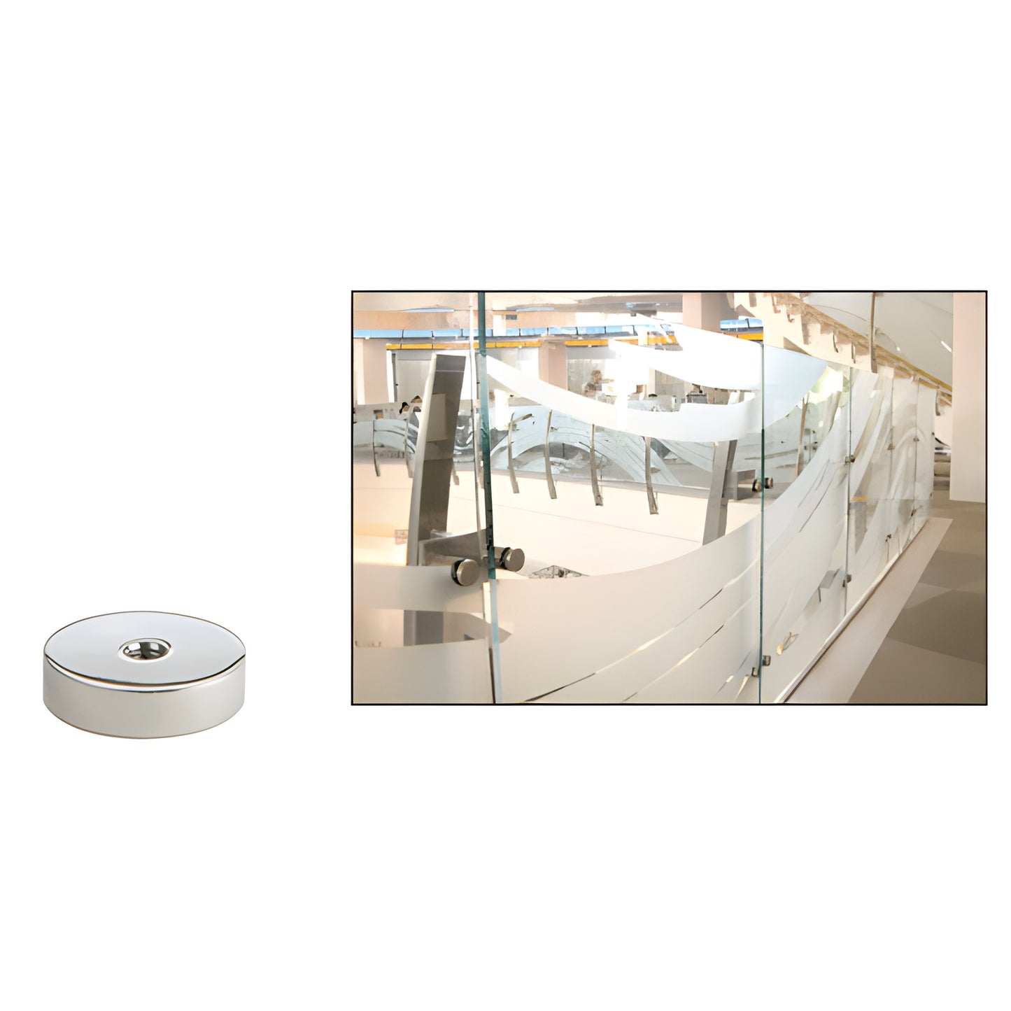 Polished 316 stainless 2" standoff base for glass/stone mounting, 3/8-16 threaded ends (SKU S0B212PS)