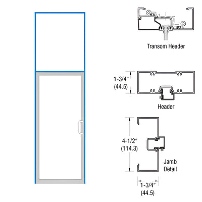 CRL-U.S. Aluminum Left-Hinged Open-Back Transom Frame, Offset Pivots