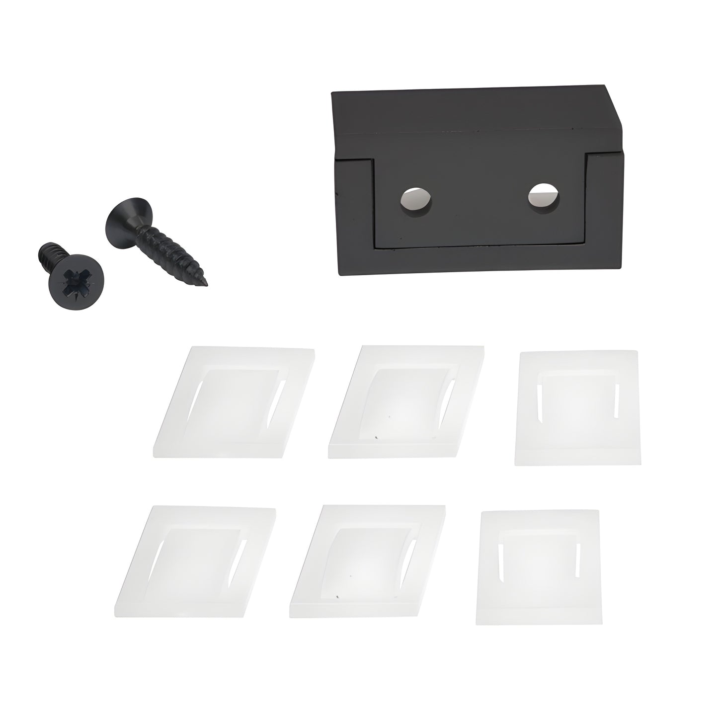 Matte black CRL2940MBL bottom guide with white adjustable nylon insert for 5/16-1/2 (8-12mm) sliding glass doors.