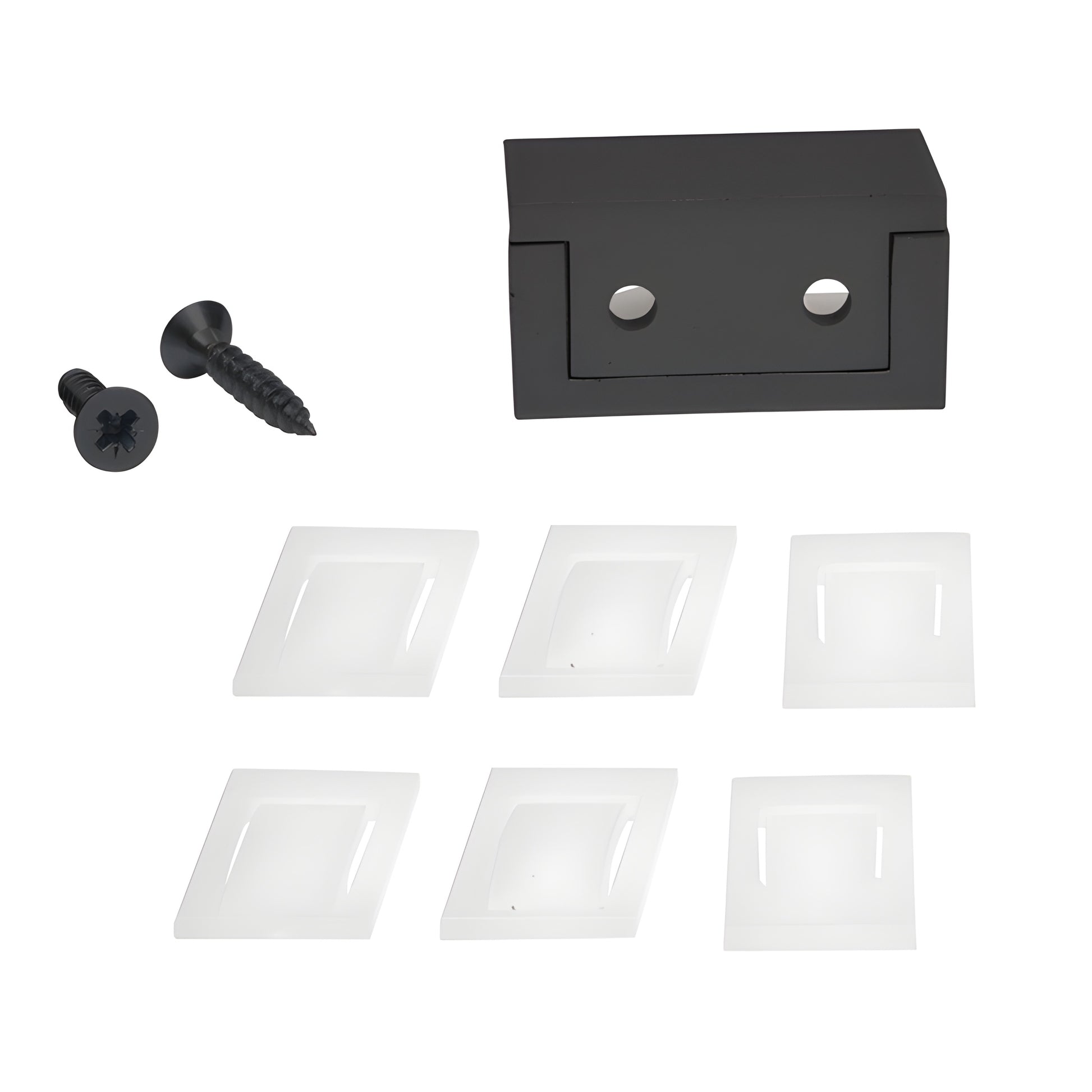 Matte black CRL2940MBL bottom guide with white adjustable nylon insert for 5/16-1/2 (8-12mm) sliding glass doors.