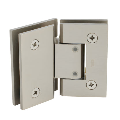 GEN345BN brushed nickel adjustable Geneva glass-to-glass shower hinge, brass, 135 option.