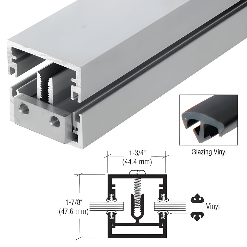 Clear anodized extruded aluminum shallow division bar (DB27411), 24in, includes glazing vinyl and screws