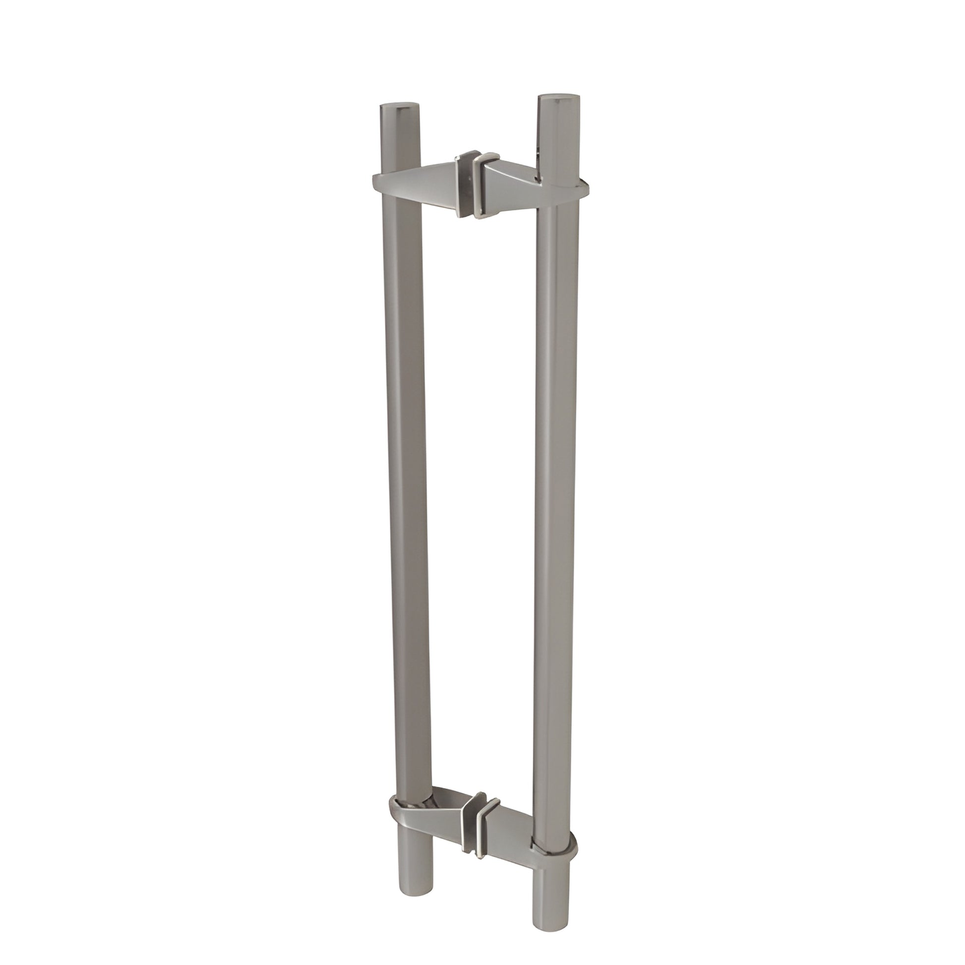 VPS128BS brushed stainless adjustable tubular pull for tempered glass doors, back-to-back style, 28 in overall.