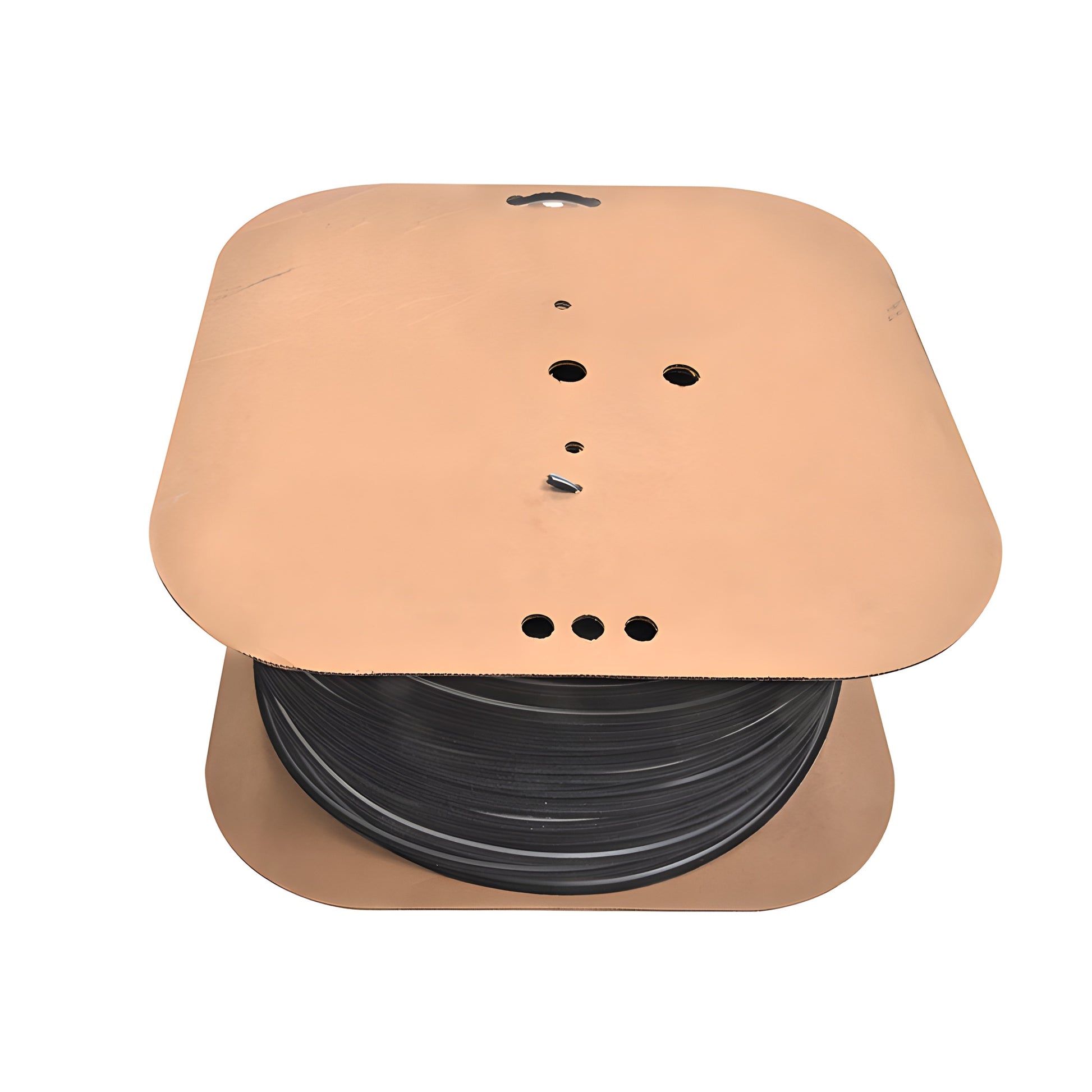 W510B black polypropylene astragal pile weatherstrip strip on white backing, close-up of dense brush pile.