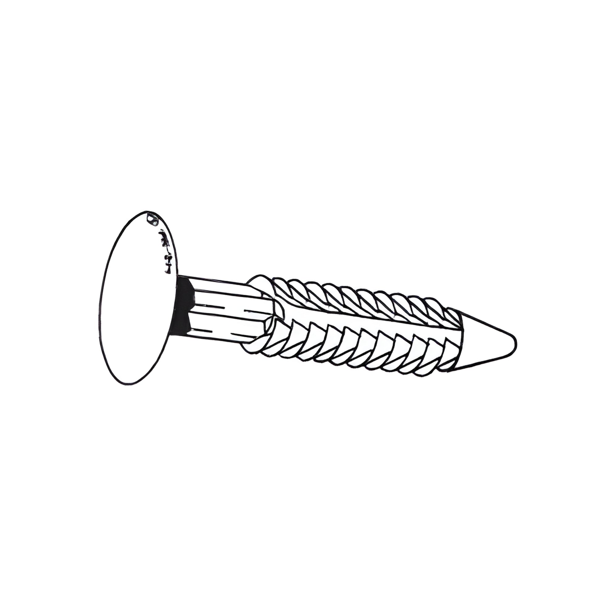 Black plastic door panel retainer clip with flat round head and ribbed expanding shank - OEM-style fastener (SKU 20177)