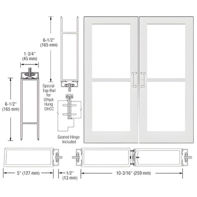 CRL-U.S. Aluminum 550 Wide-Stile Commercial Entrance Door, White Kynar