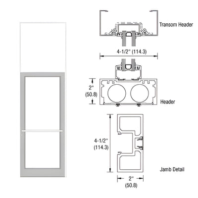 CRL-U.S. Aluminum White KYNAR® Paint 40" x 126" Series DF800 Tubular Center Hung Transom Frame Complete (1FT)