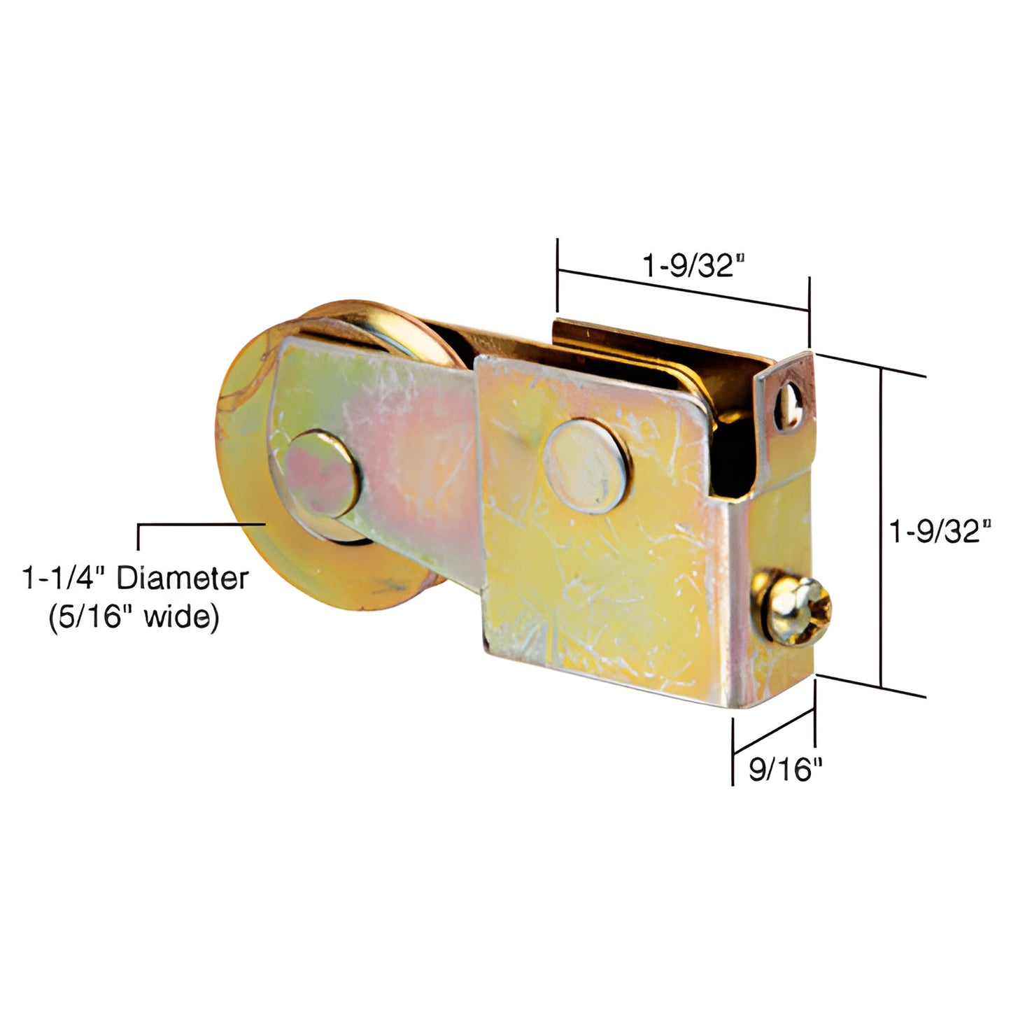 CRL D1509 adjustable steel sliding glass door roller assembly, single 1-1/4" concave steel roller with 1-9/32" housing
