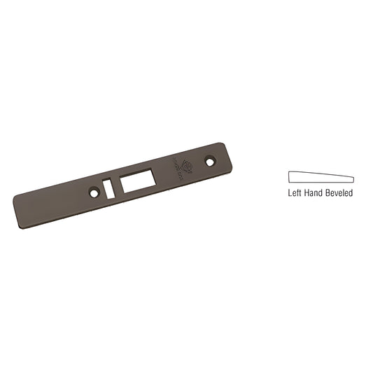 Dark bronze beveled left-hand 1" 6-7/8" Adams Rite/CRL deadlatch faceplate, SKU 452220DU.