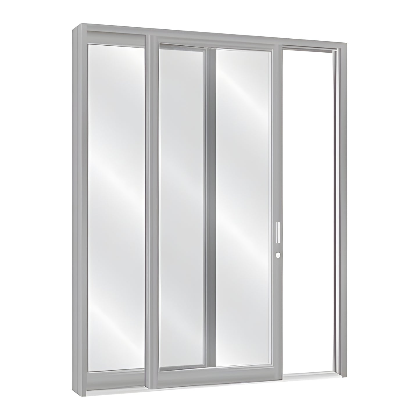 Clear anodized narrow-stile sliding storefront door with 1/4-inch tempered glass, flush pull, SKU SD21011