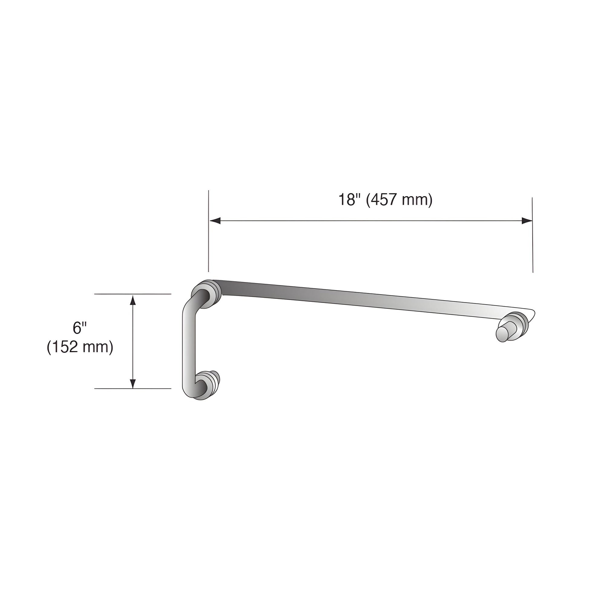 Brushed bronze brass glass pull and 18" towel bar combo (6" pull), tubular 3/4", fits 1/4"-1/2" glass.