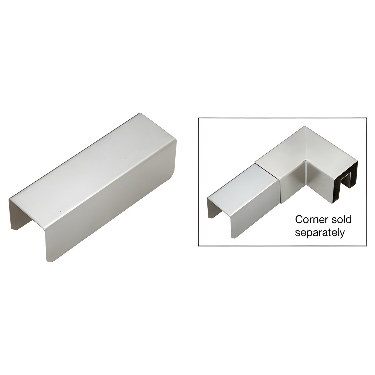 Stainless steel 5" square connector sleeve for cap rail splices, SKU GRS25CSS.