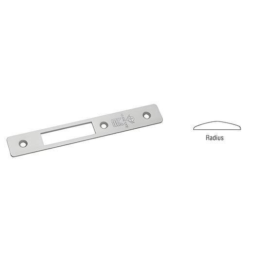 Aluminum radius faceplate 1" x 6-7/8" for deadlocks, Adams Rite compatible - SKU 18120AL