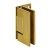 GEN344BR polished brass adjustable Geneva shower door hinge, solid brass square-edge wall-mount for 8-12mm glass.