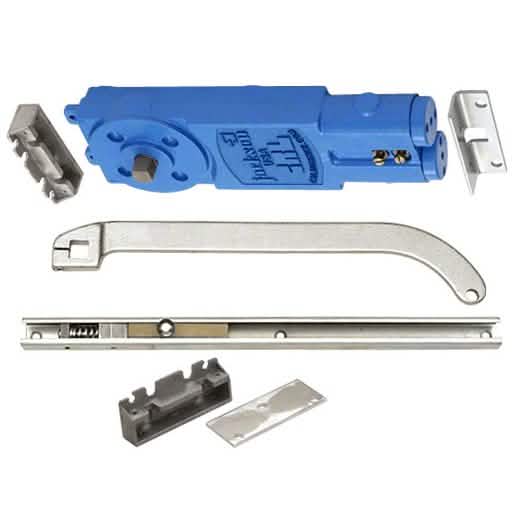 CRL Jackson Satin Aluminum Adjustable Closer with "S" Offset Slide-Arm, No Hold Open