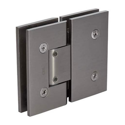 CRL Brushed Nickel Vienna 380 Series Adjustable Glass-to-Glass Hinge - 180° View