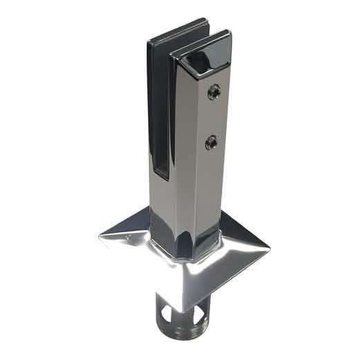 Polished stainless steel CRL Square Core Mount Friction Fit Spigot 2205 for glass railings