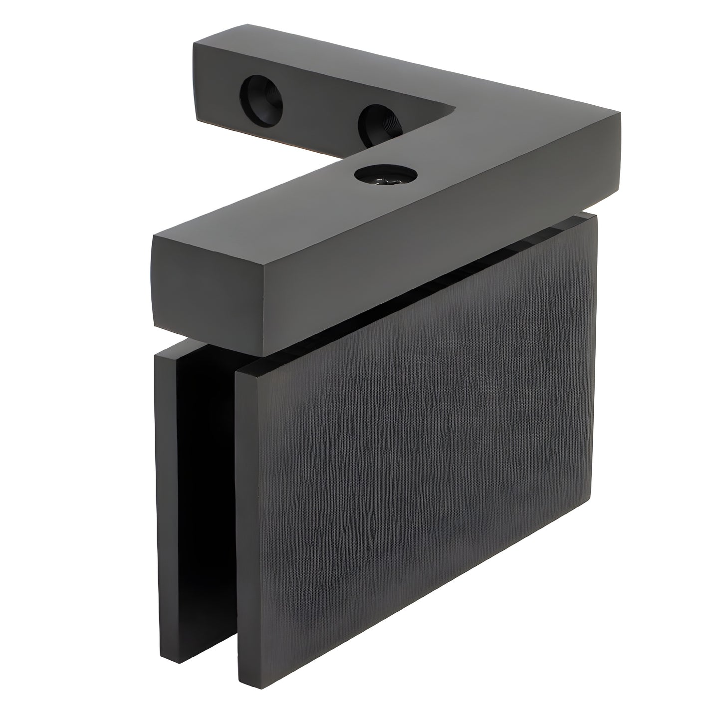 Cardiff CAR05R0RB oil-rubbed bronze squared brass pivot hinge for 8-10mm frameless shower door, right-hand.