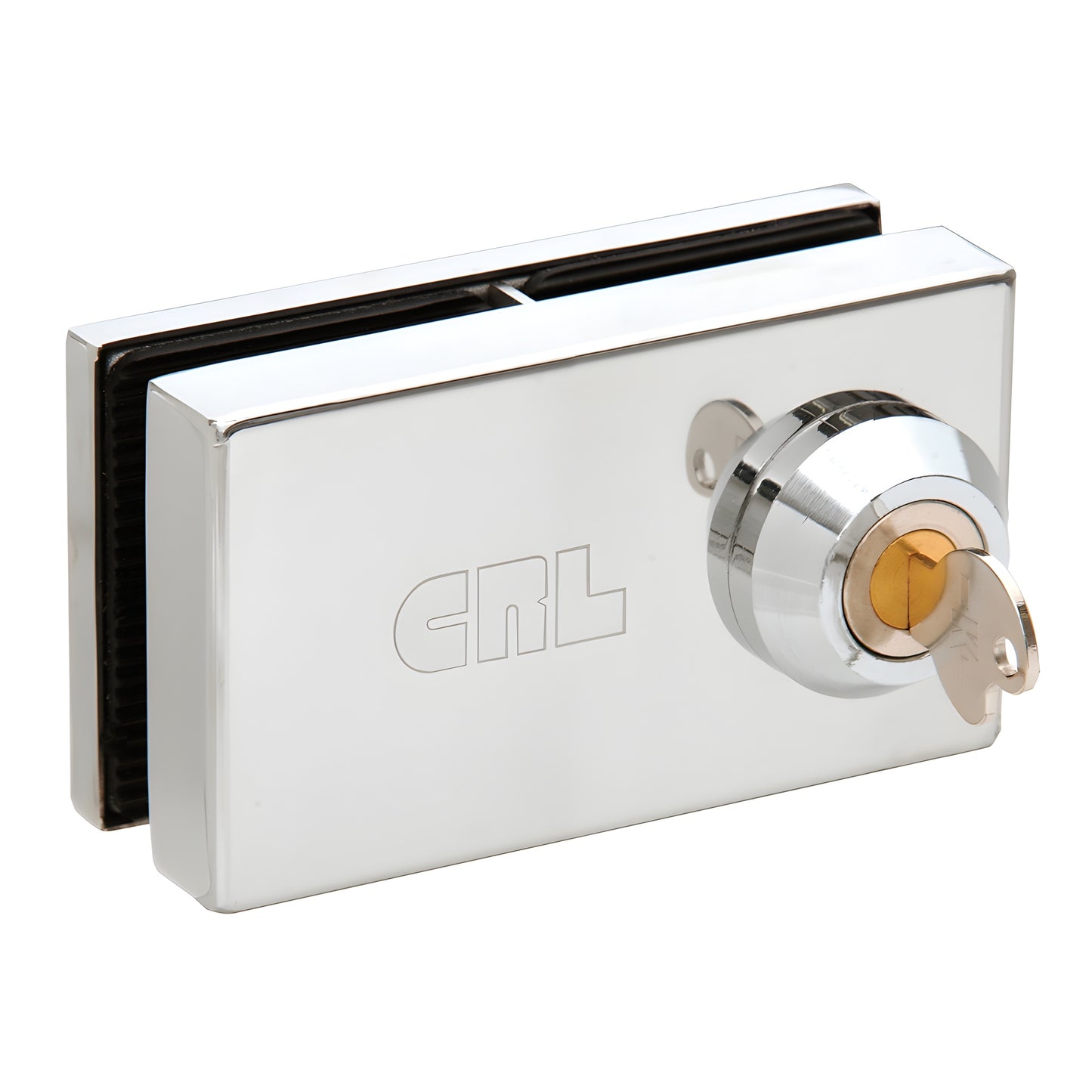 Polished chrome slip-on patch lock for 1/2 in. glass, keyed cylinder with key - CRL SKU 01P12