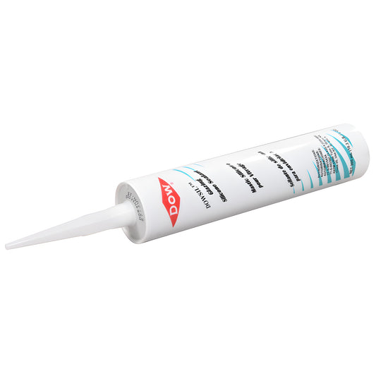 Dow DC1W white glazing silicone sealant cartridge, 10.3 oz tube with nozzle