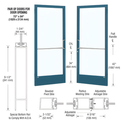 CRL-U.S. Aluminum 72x84 Series 250 Narrow Stile Pair Doors KYNAR®