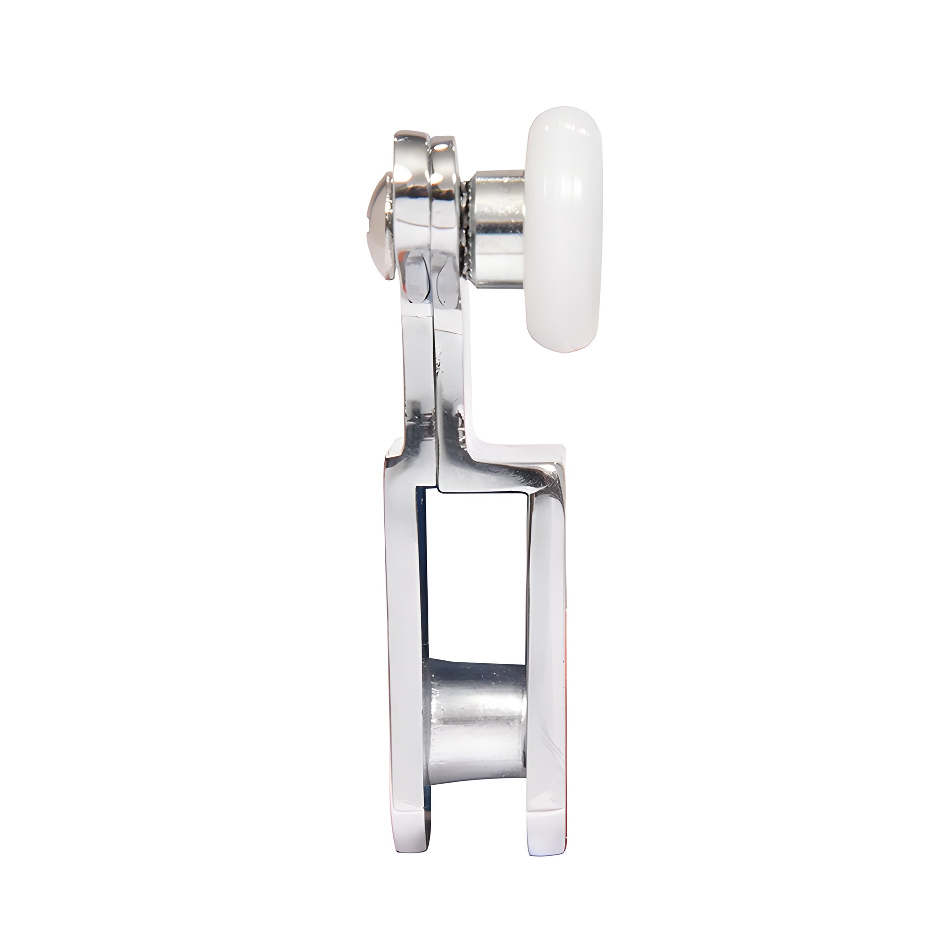 DK66BA brite anodized top-hanger roller bracket for frameless shower door, dual nylon wheels, fits 3/8" glass