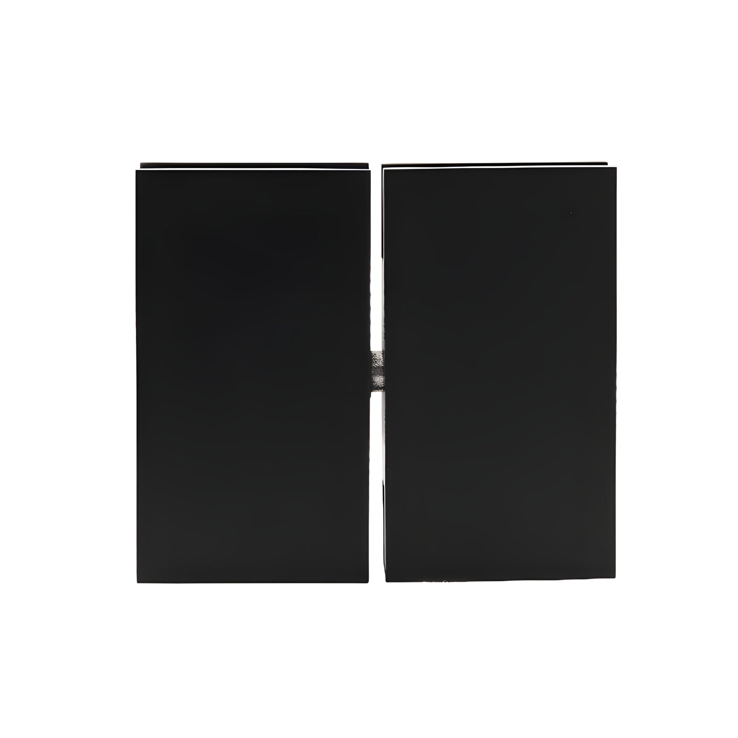 CAR02MBL matte black Cardiff squared glass-to-transom pivot hinge, brass, 8-10mm glass, 3-5/8in wide, self-centering.