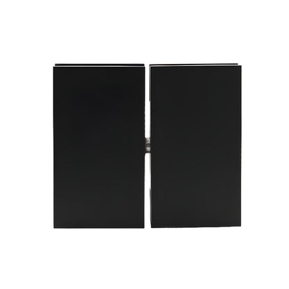 CAR02MBL matte black Cardiff squared glass-to-transom pivot hinge, brass, 8-10mm glass, 3-5/8in wide, self-centering.