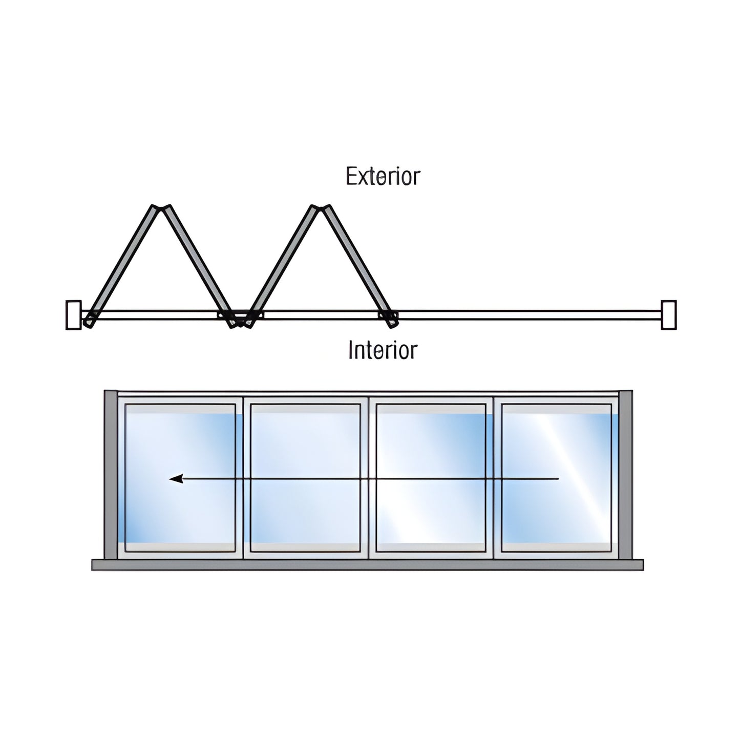 Monterey S55 4-panel left-hand bi-fold glass wall, black bronze anodized frame, flush sill (SKU M6A40F0DU)
