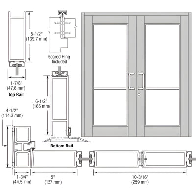 CRL-U.S. Aluminum Durafront 850 Geared-Hinge Commercial Entry Door