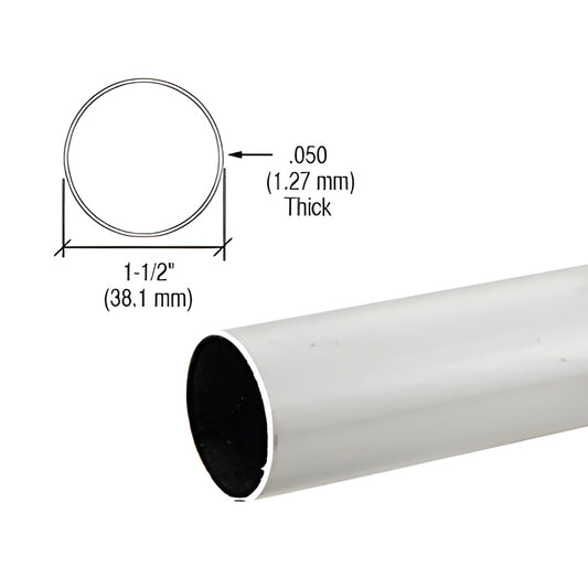 HR15BS 1-1/2" brushed stainless steel handrail tubing, .050" wall thickness, angled end view.