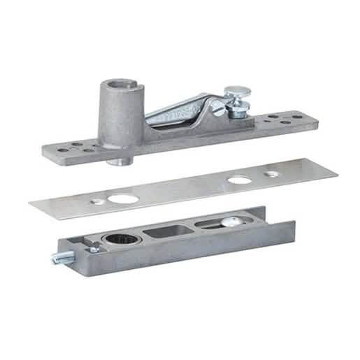 CRL Center-Hung Top Pivot Set with sleek brushed stainless cover for door support.