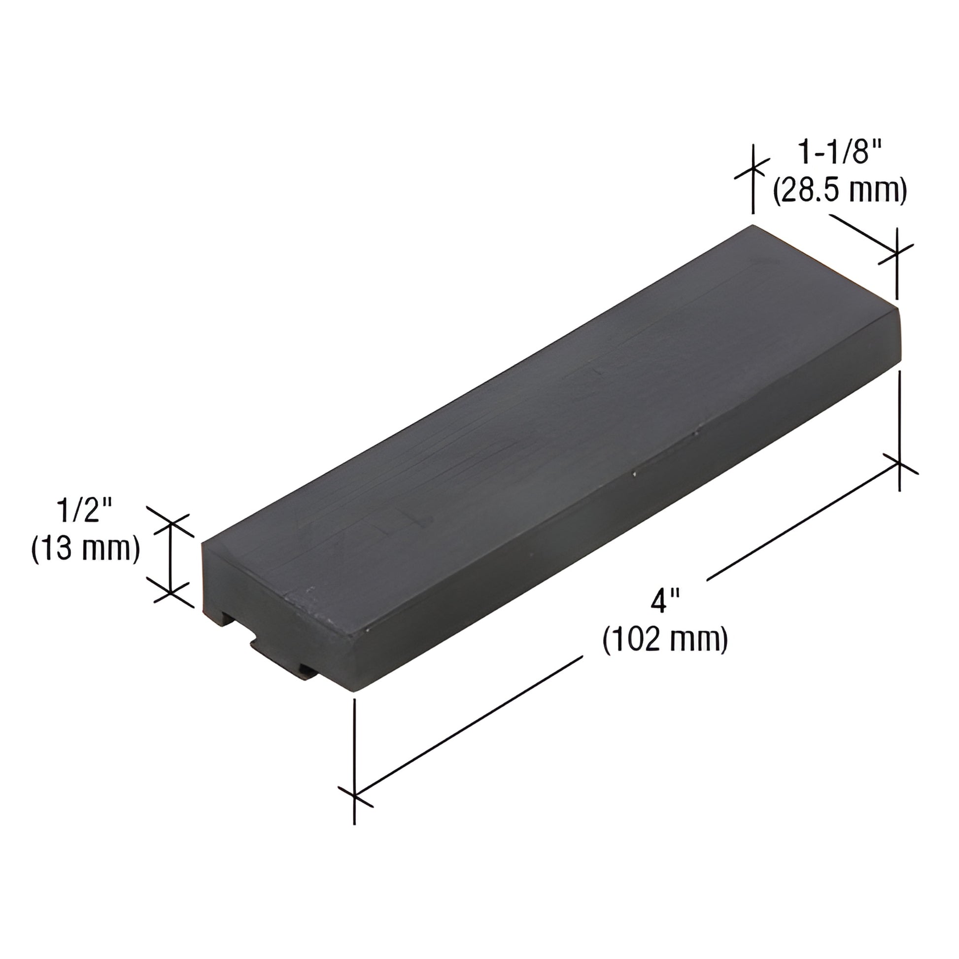 CRL SB334 black EPDM sill setting block for 1" (25 mm) glazing, 4" long - 50 per pack.