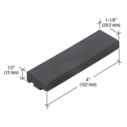 CRL SB334 black EPDM sill setting block for 1" (25 mm) glazing, 4" long - 50 per pack.