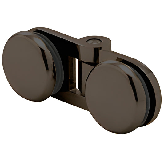 HYDH1800RB oil-rubbed bronze solid brass Hydroslide bi-fold shower door hinge for 8-10mm glass, close-up.
