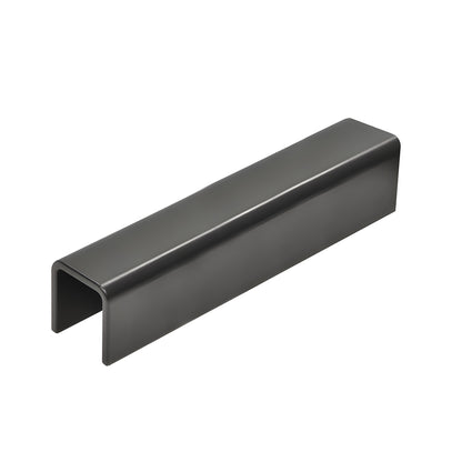 Matte black low-profile aluminum cap rail (GRL107MBL) for 3/4" glass guard rails and balcony railing systems