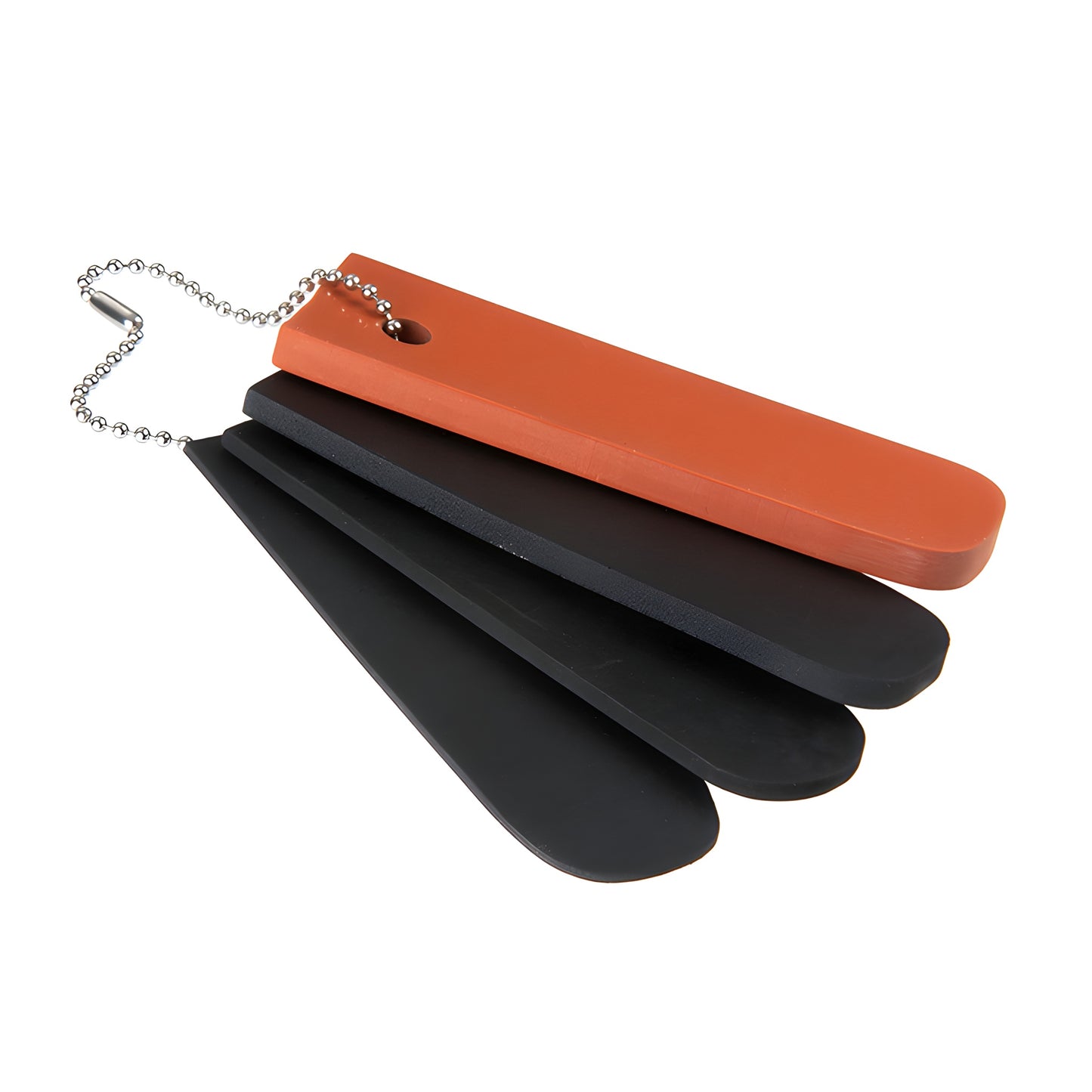 PLF1 neoprene plumb/level gauge set on ball chain - five thickness paddles (orange top, black others)