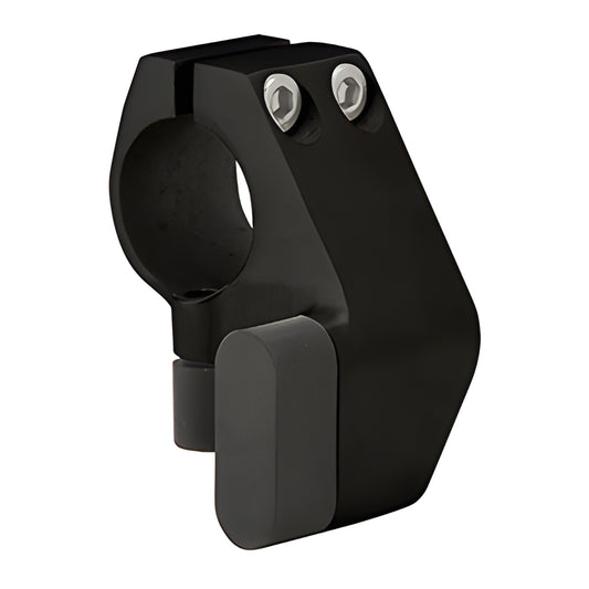 Matte black Laguna Series sliding door stop (SKU LS405RMBL) for LS104BS top tube; prevents door panel over-travel