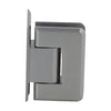 Pinnacle adjustable shower hinge, brushed nickel, brass wall mount for 8-12mm tempered glass. SKU P1N344BN