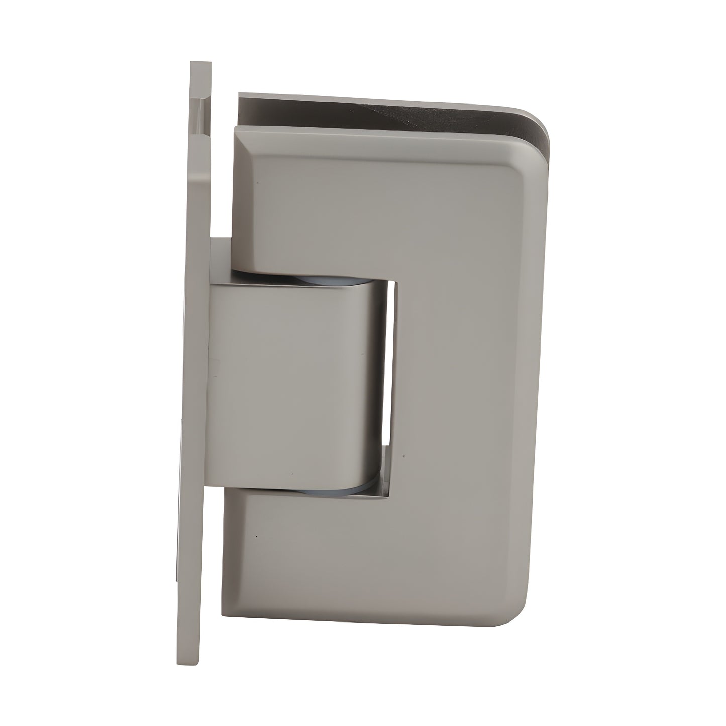 Satin nickel adjustable brass shower door hinge for 3/8-1/2 in (10-12 mm) glass, Cologne series, SKU C0L337SN