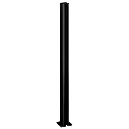 D990BL30E slim semi-gloss black aluminum end post, 30" tall, 1-1/8" square tube with full-length U-channel.