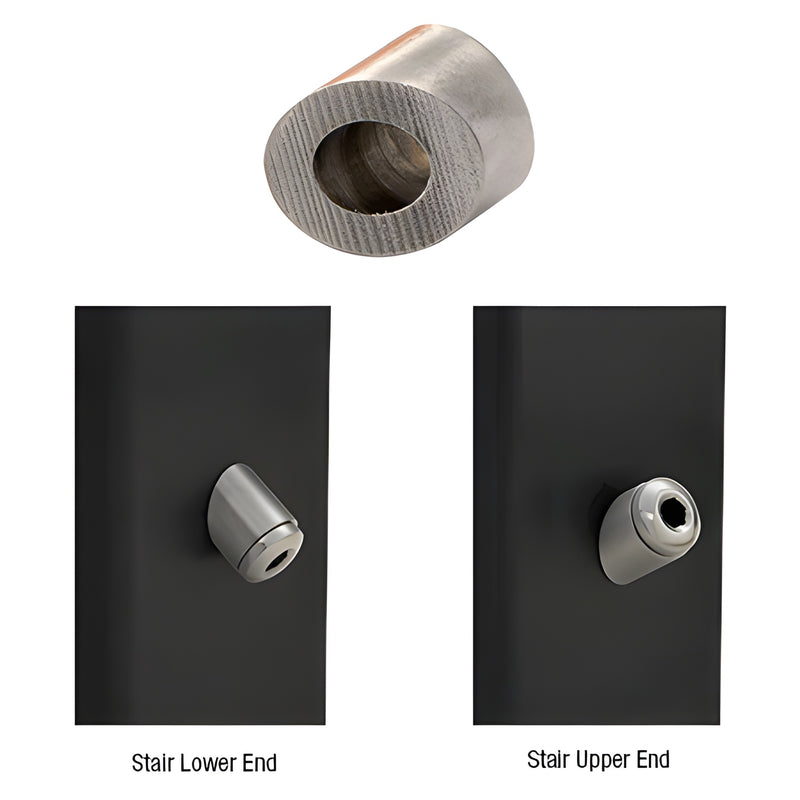 Beveled 316 stainless steel washer for 1/8" (3 mm) cable, mill finish, for angled cable railing, SKU CBLHBW2