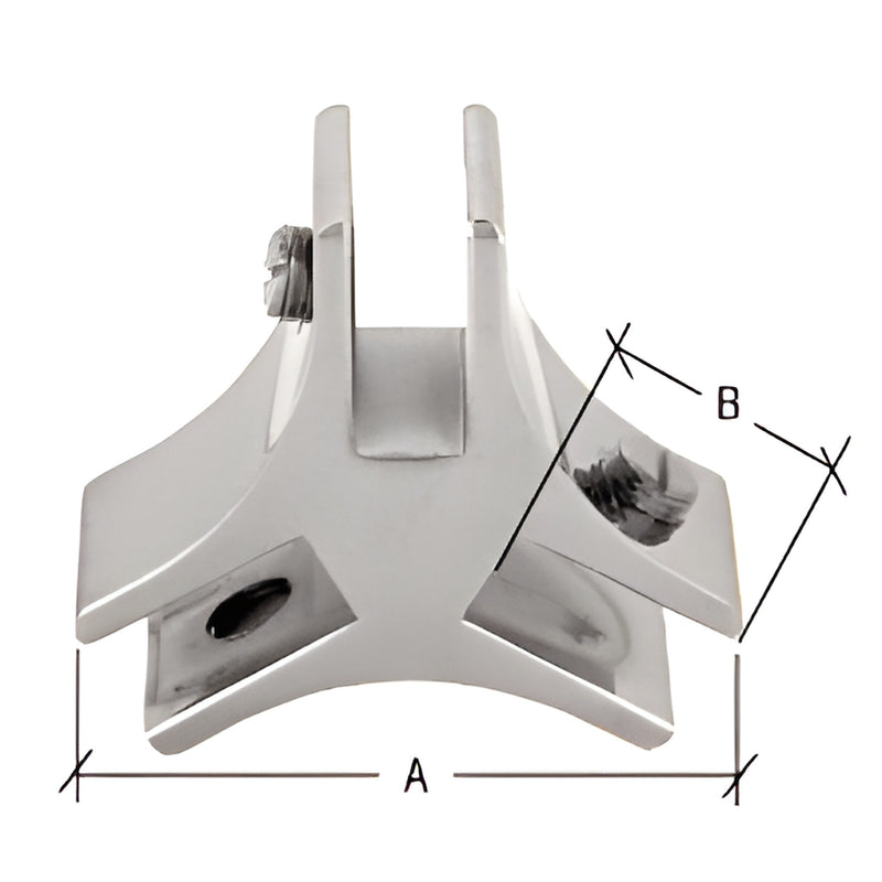 CRL GFC3120CH polished chrome aluminum 1-1/2" glass furniture 3-way connector for 1/2" (12mm) glass