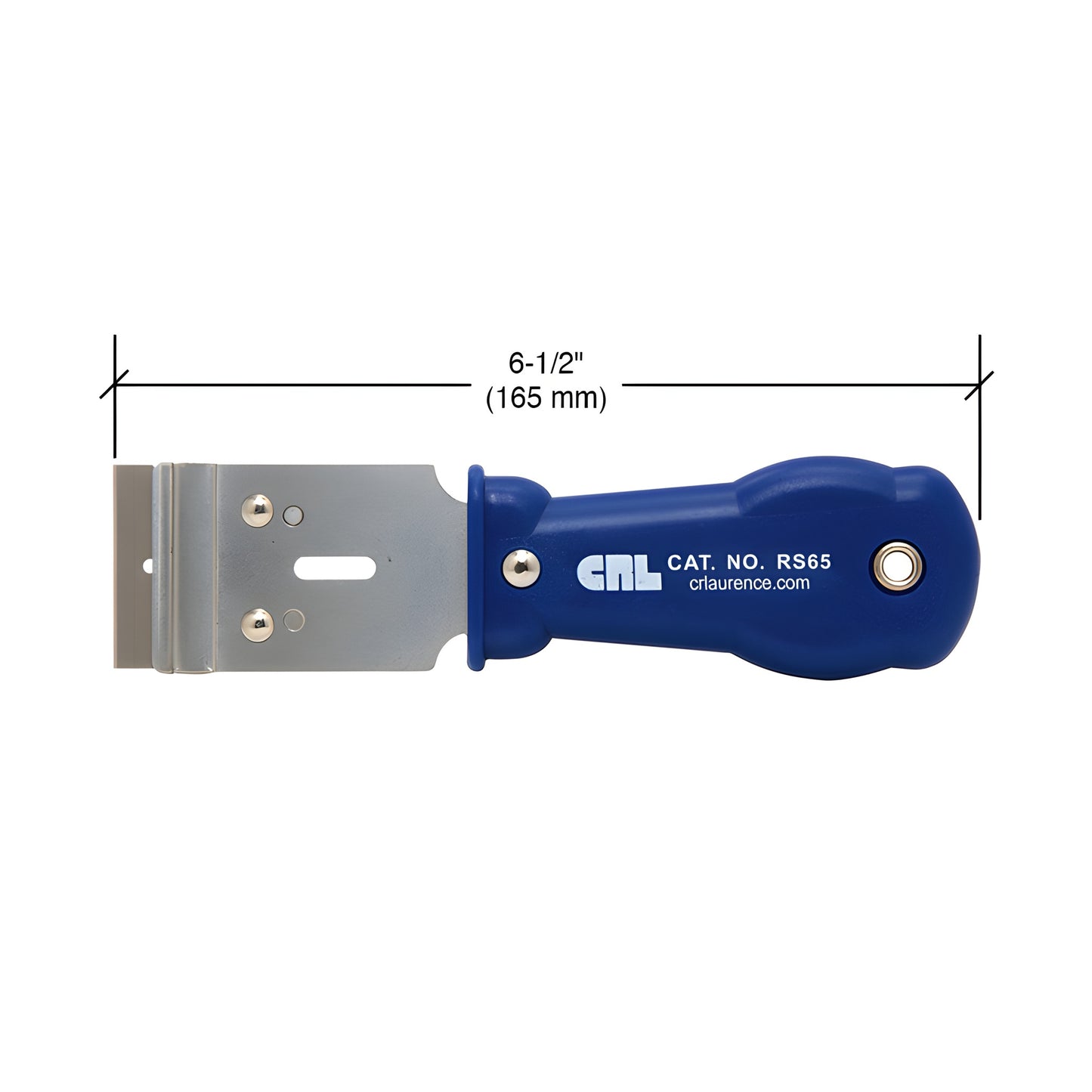CRL RS65 razor blade scraper, blue plastic handle with metal blade holder, 6.5 in.