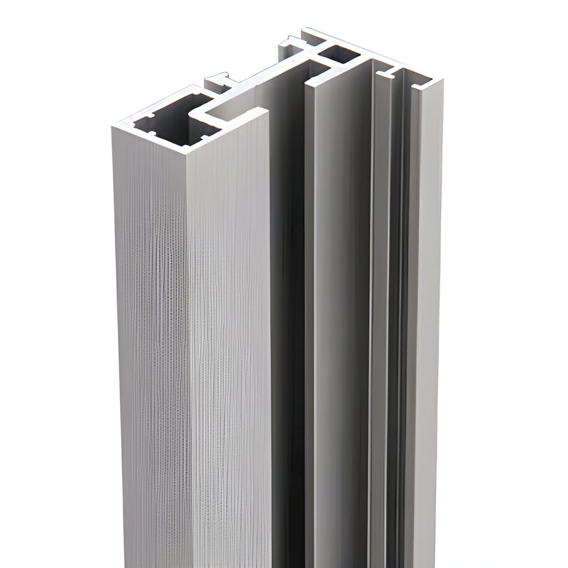 Brushed nickel door frame profile (CRL FBD6BN), close-up of extruded dry-glaze aluminum.