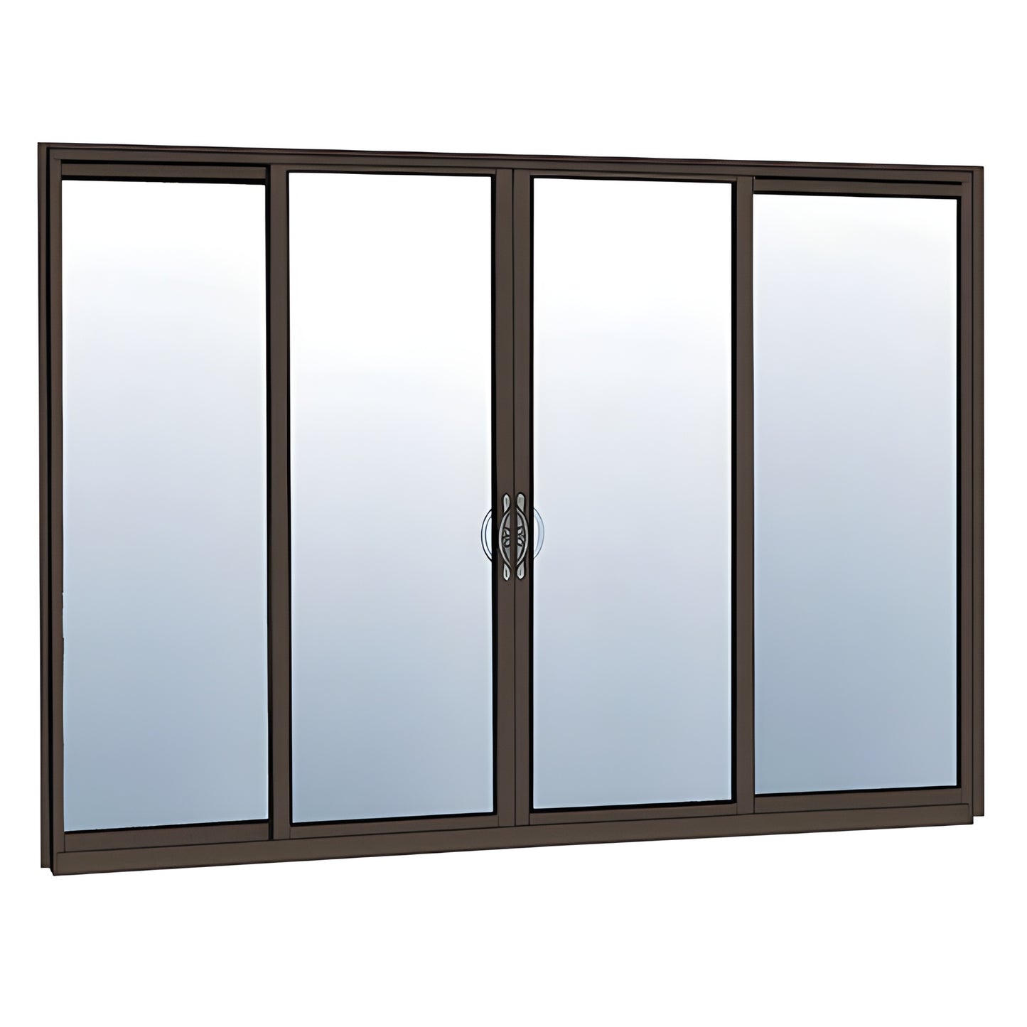HS342FN22S exterior 4-panel black bronze anodized thermal multi-track sliding door with center handles