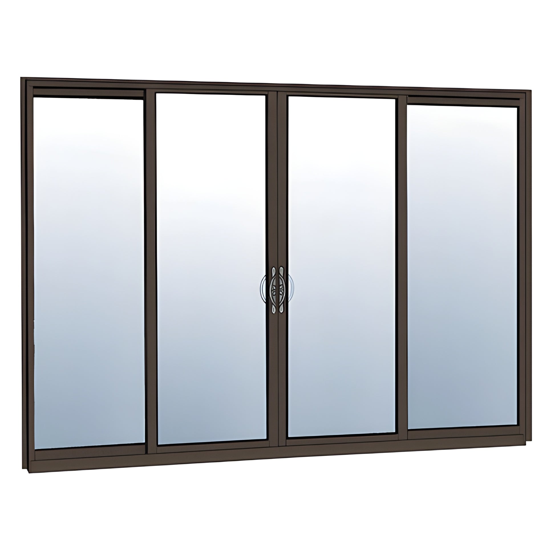 HS342FN22S exterior 4-panel black bronze anodized thermal multi-track sliding door with center handles